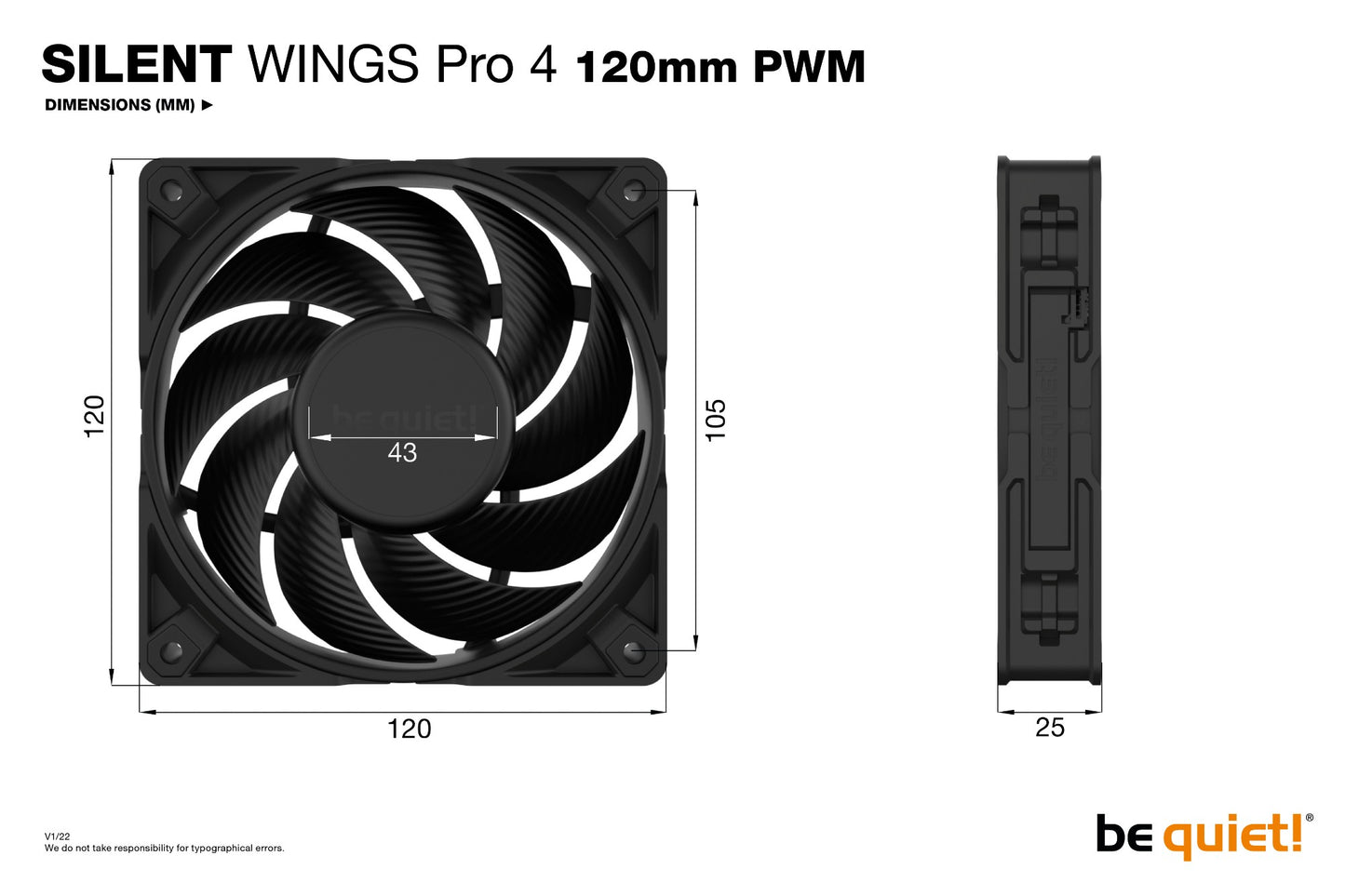 be quiet! SILENT WINGS PRO 4 | 120mm PWM Computer case Fan 12 cm Black 1 pc(s) Cooling