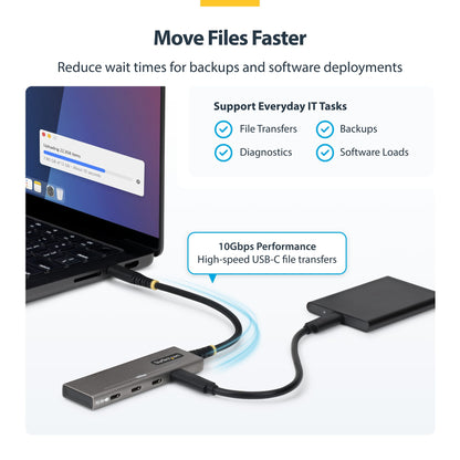 StarTech.com 4-Port USB-C Hub, 10Gbps, 100W PD Charging, 4x USB-C Ports, Overcurrent