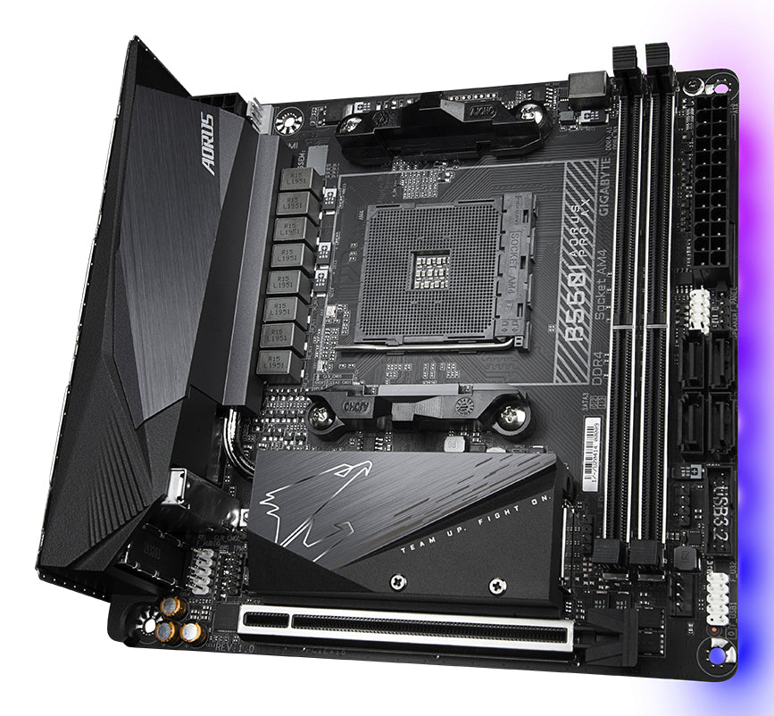 Gigabyte B550I AORUS PRO AX Motherboard - AMD Ryzen 5000 CPUs, 8 Phases VRM, up to