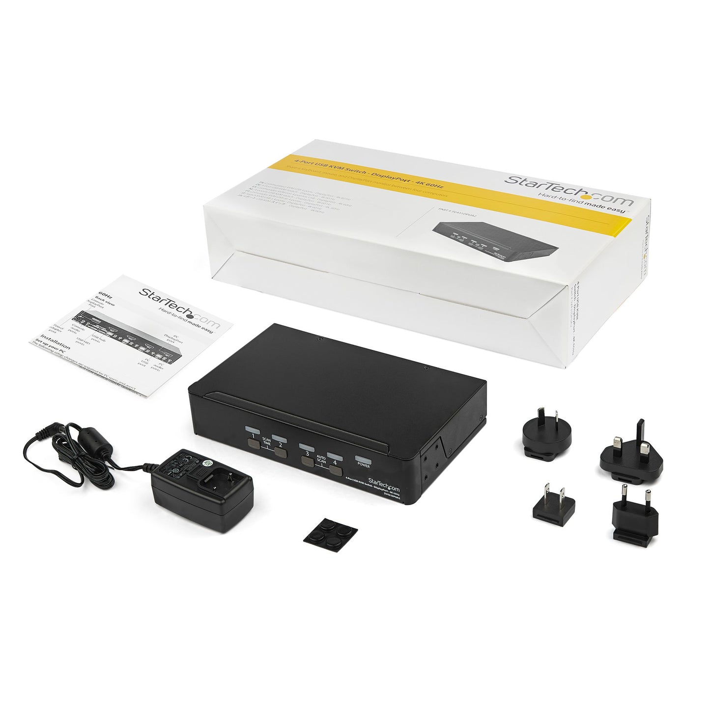 StarTech.com 4 Port DisplayPort KVM Switch - 4K 60Hz - Single Display - Dual Port