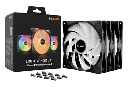 be quiet! LIGHT WINGS LX 140mm PWM High Speed 3-Pack Black Computer case Fan 14 cm 3 Cooling