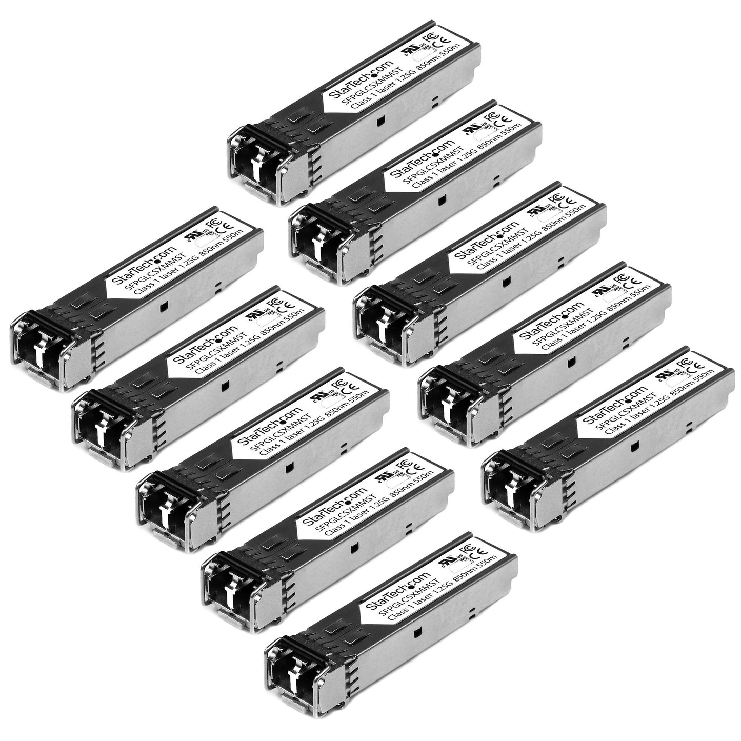 StarTech.com 10 Pack Cisco GLC-SX-MM Compatible SFP Module (10 Pack) - 1000BASE-SX - 1GbE Multimode Fiber MMF Optic Transceiver - 1GE Gigabit Ethernet SFP - LC 550m - 850nm - DDM Cisco IE3200, IE3300, ME1200 Networking