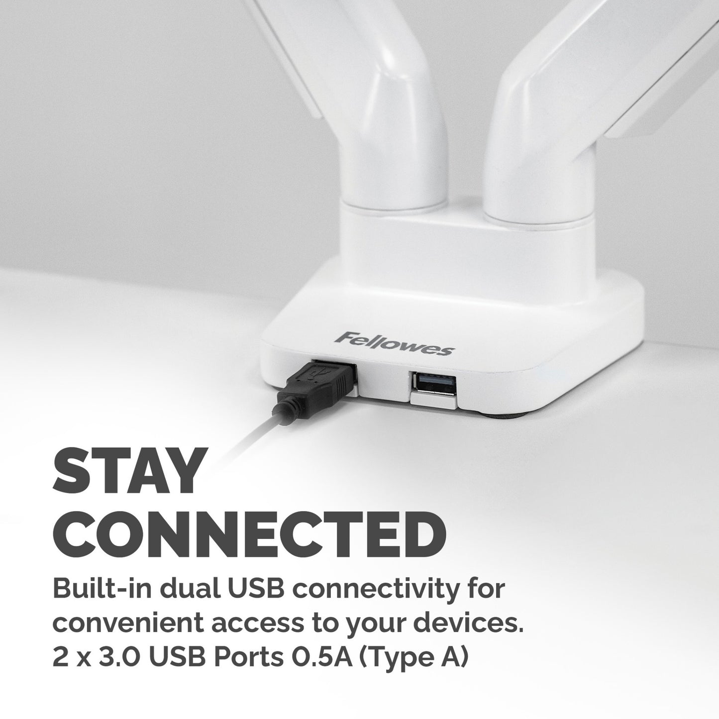 Fellowes Platinum Series Dual Monitor Arm - Monitor Mount for Two 8KG 40 Inch (White)