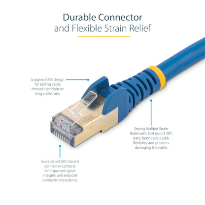 StarTech.com 5m CAT6a Ethernet Cable - 10 Gigabit Shielded Snagless RJ45 100W PoE (Blue)