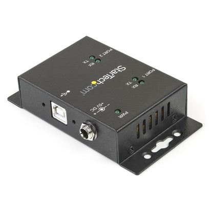 StarTech.com 2 Port Industrial Wall Mountable USB to Serial Adapter Hub with DIN