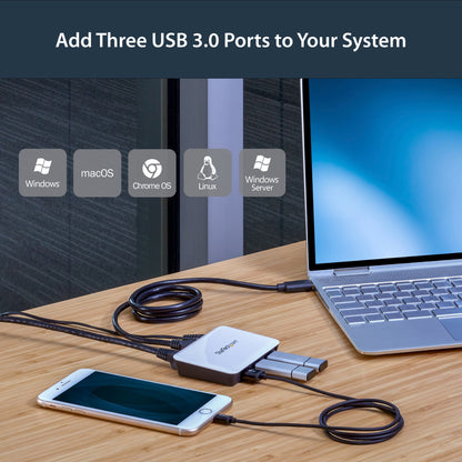 StarTech.com USB 3.0 to Gigabit Ethernet NIC Network Adapter with 3 Port Hub - White