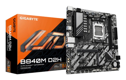 Gigabyte B840M D2H Motherboard - AMD Ryzen 9000 CPUs, 5+2+2 Phases VRM, up to