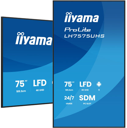 iiyama LH7575UHS-B2AG Signage Display Digital signage flat panel 4K UHD IPS Monitor