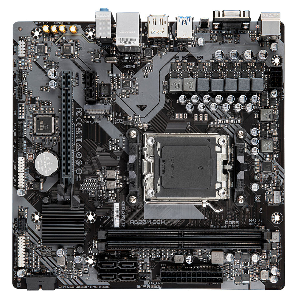 Gigabyte A620M S2H Motherboard - Supports AMD Ryzen 8000 CPUs, 5+2+2 Phases Digital