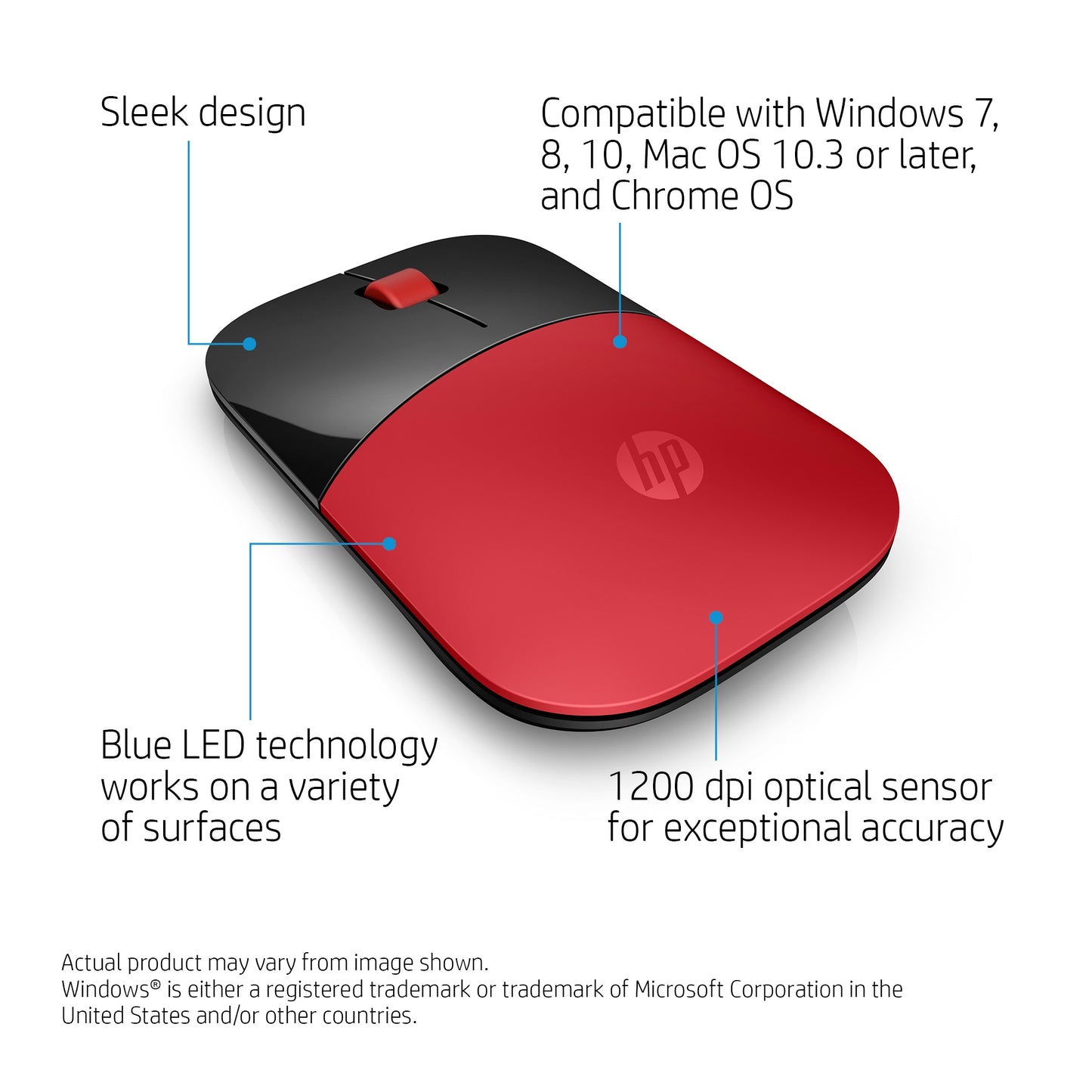 HP Z3700 Wireless Mouse (Red)
