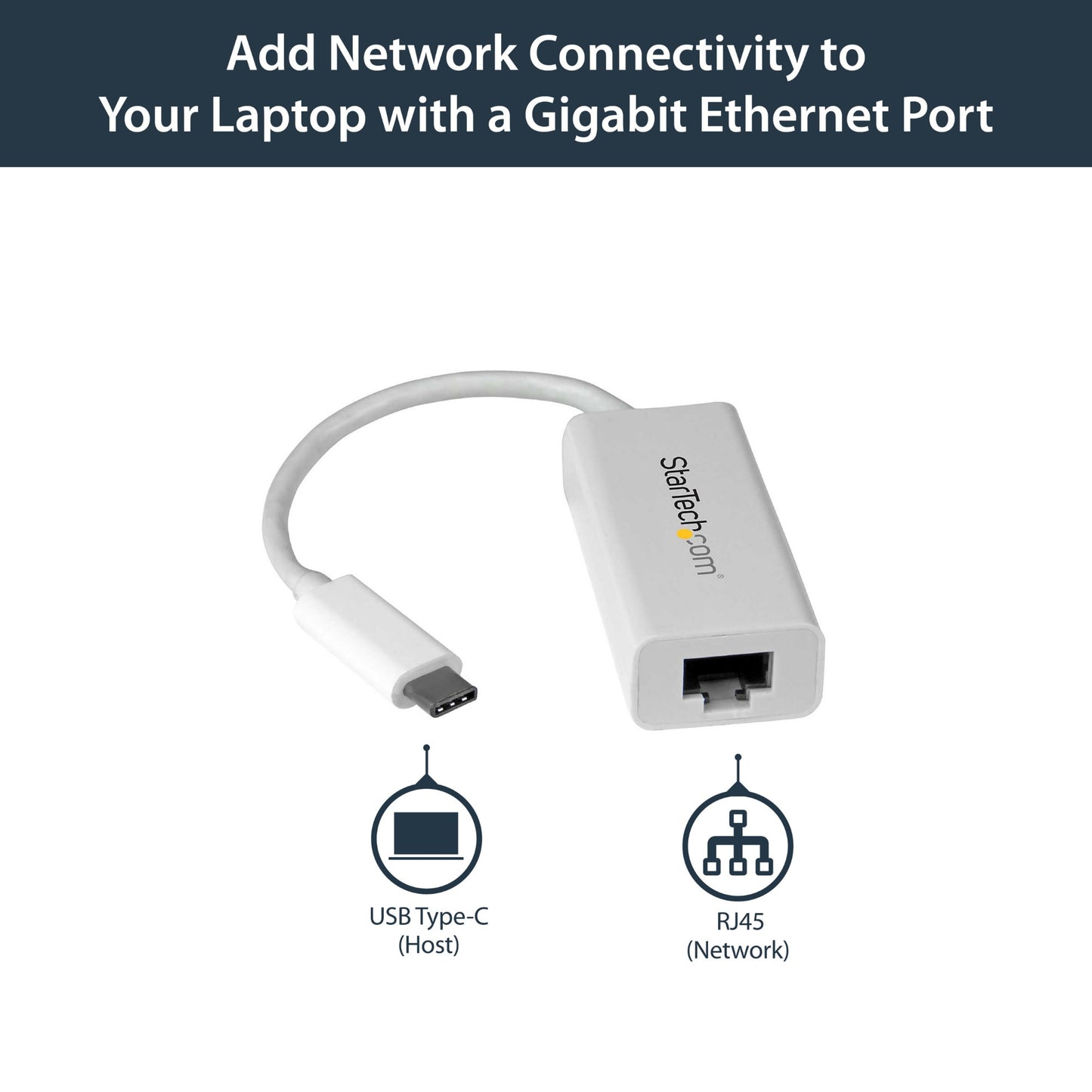 StarTech.com USB-C to Gigabit Ethernet Adapter, White, Thunderbolt 3 Compatible