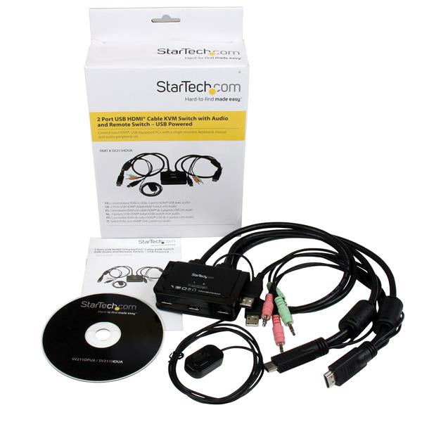 StarTech.com 2 Port USB HDMI Cable KVM Switch with Audio and Remote Switch – USB