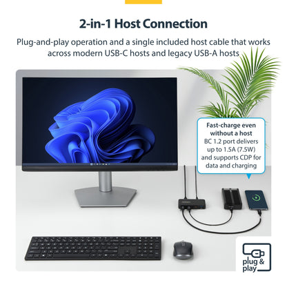 StarTech.com 4-Port USB-C and USB-A Hub, 5Gbps, Self-Powered, 2-in-1 USB-C and USB-A