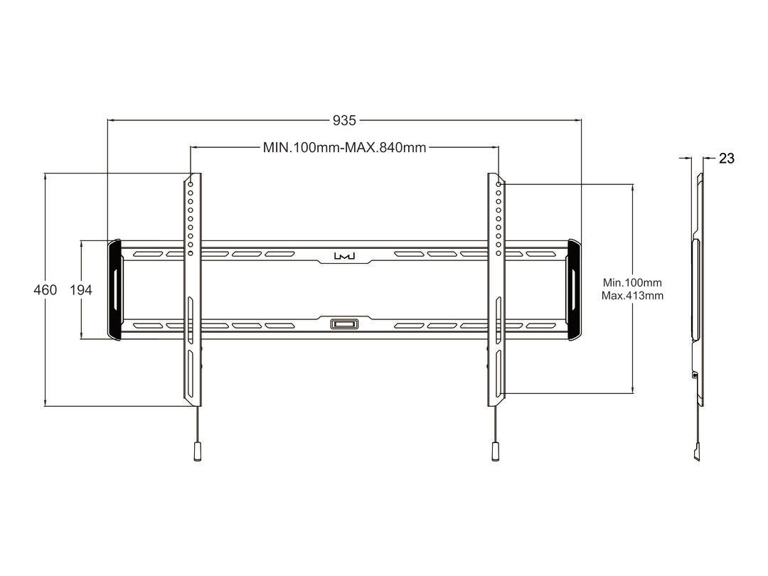 MULTIBRACKETS M Universal Wallmount Fixed Large Black