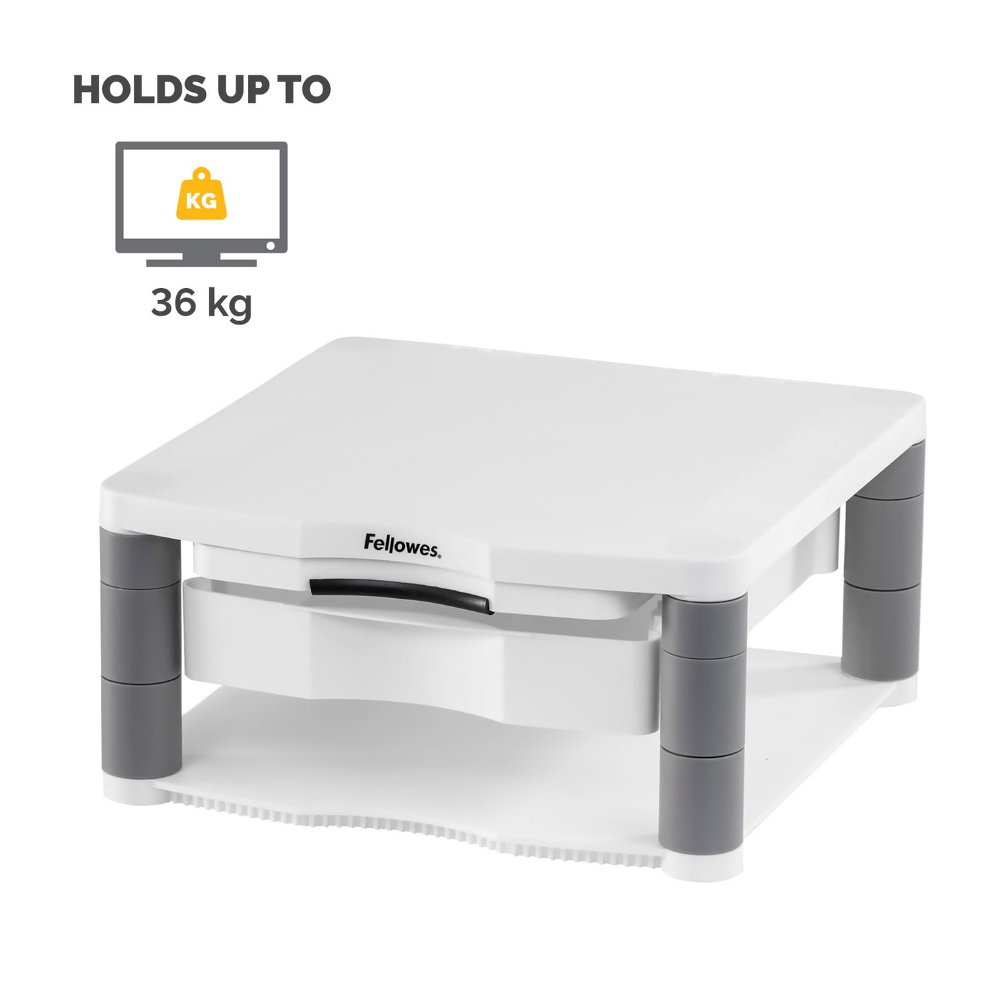 Fellowes Computer Monitor Stand with 3 Height Adjustments - Premium Monitor Riser Mount (91713)