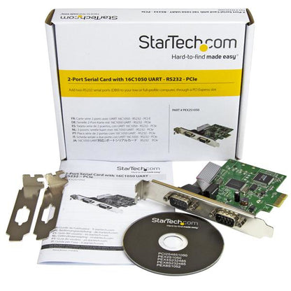 StarTech.com 2-Port PCI Express Serial Card with 16C1050 UART - RS232 - TAA Hub