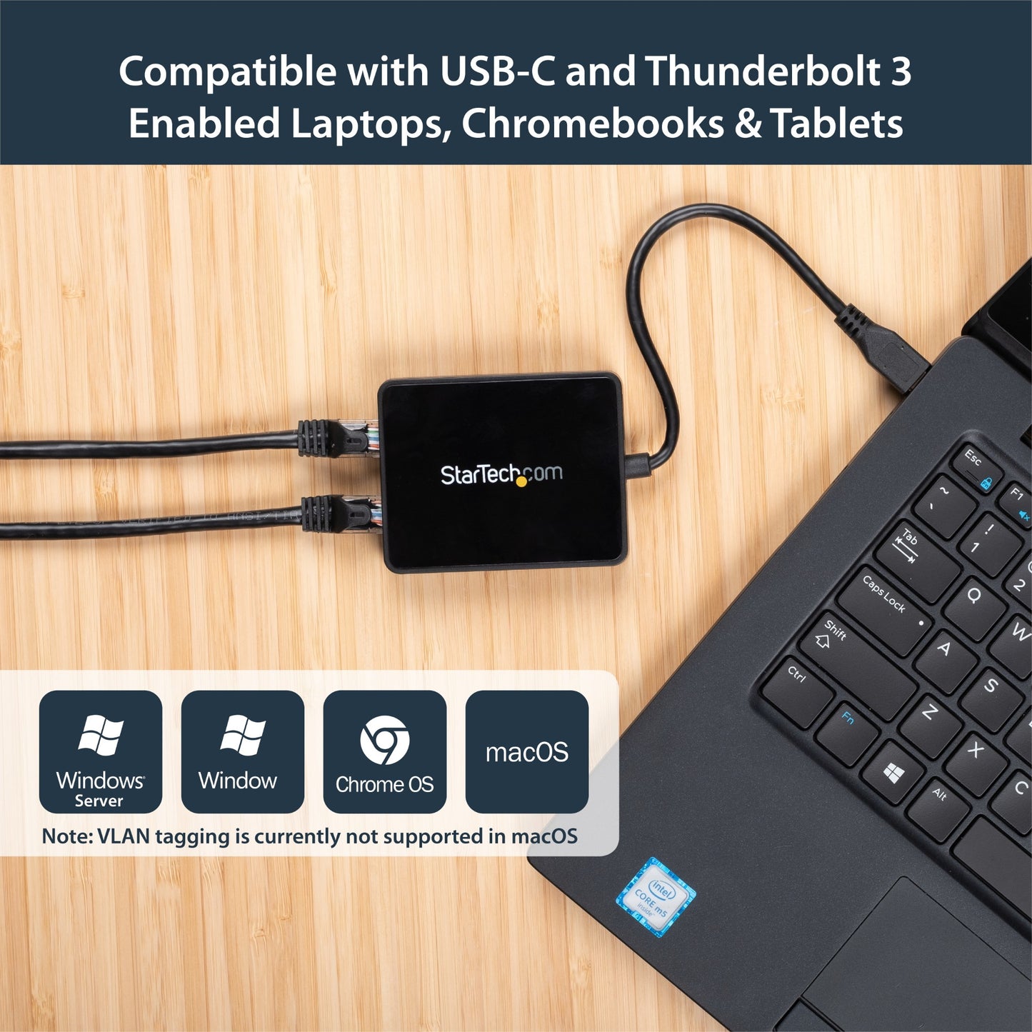 StarTech.com USB-C to Dual Gigabit Ethernet Adapter with USB 3.0 (Type-A) Port, USB