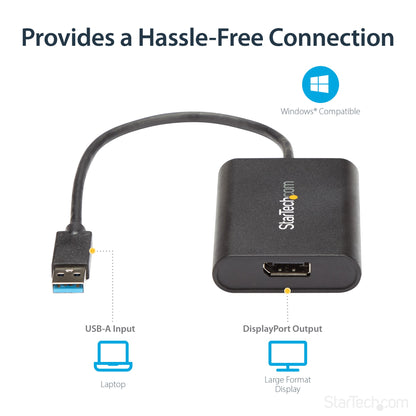 StarTech.com USB 3.0 to DisplayPort Adapter, USB DP Monitor Converter for Windows Hub