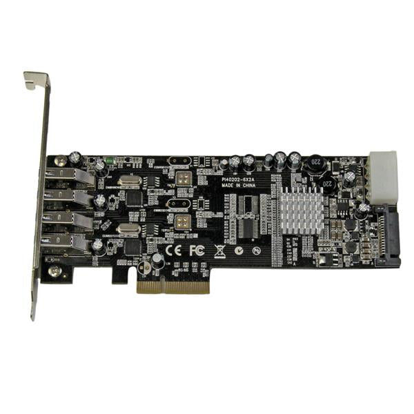 StarTech.com 4 Port PCI Express PCIe SuperSpeed (5Gbps) USB 3.0 Card Adapter w/ 2 Hub