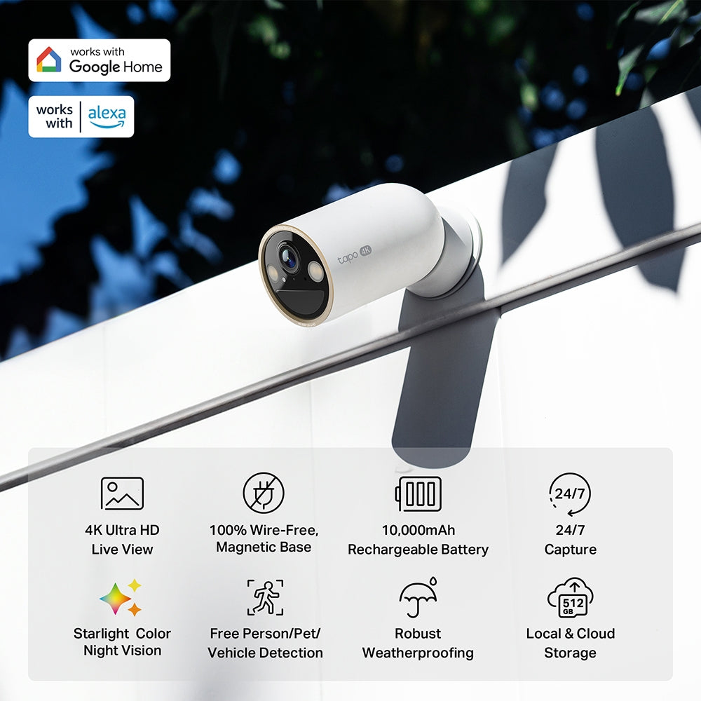 TP-LINK Tapo Wire-Free Indoor/Outdoor Security Camera SPEC:4K UHD (3840x2160)