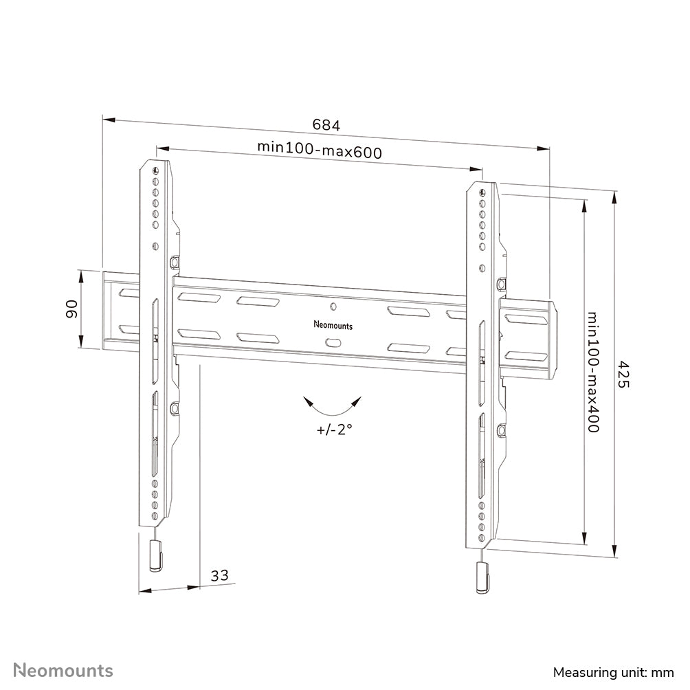 Neomounts WL30S-850BL16 TV mount wall 42-86" - fixed - lockable - fast installation