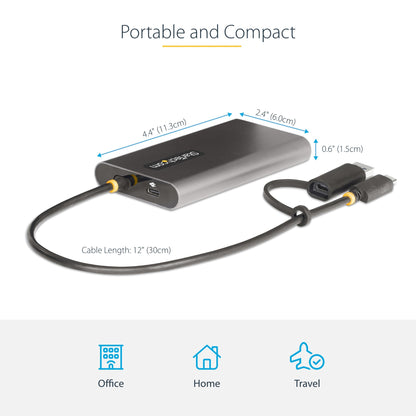 StarTech.com USB-C to Dual-HDMI Adapter - USB-C or A to 2x HDMI - 4K 60Hz - 100W Hub