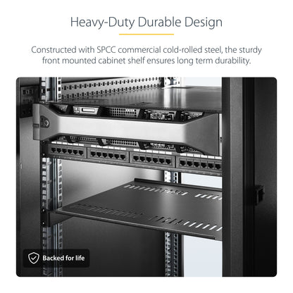 StarTech.com 2-Pack 1U Server Rack Shelf, Vented Universal Rack Mount Cantilever