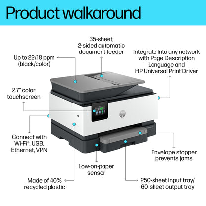 HP OfficeJet Pro 9120b Wireless All-in-One Color Printer, Two-sided printing