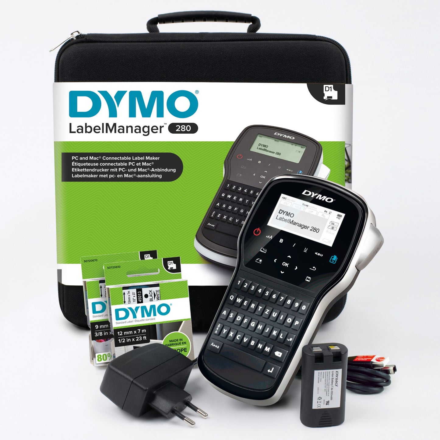 DYMO LabelManager 280 Rechargeable Handheld Label Maker Kit | QWERTY Keyboard | with Label Printer