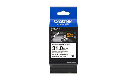 Brother HSE-261E Heat Shrink Tubes black on white 31mm x 1,5m for Brother P-Touch TZ Labels