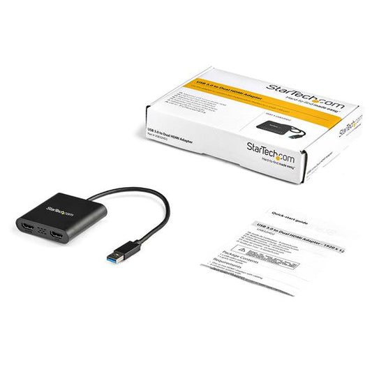 StarTech.com USB 3.0 to Dual HDMI Adapter, USB to 2x HDMI Monitor Converter for Hub