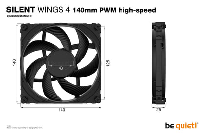 be quiet! SILENT WINGS 4 | 140mm PWM high-speed Computer case Fan 14 cm Black 1 pc(s) Cooling