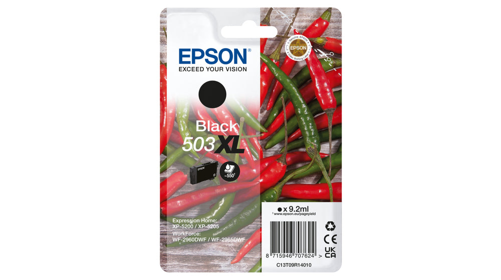 Epson C13T09R14010/503XL Black Ink Cartridge (550 pages, Epson XP-5200)
