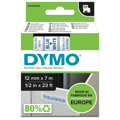 DYMO 45014/S0720540 DirectLabel-etikettes blue on white 12mm x 7m for Dymo D1 Labels