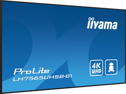 iiyama LH7565UHSB-B1 Signage Display Kiosk design 4K UHD IPS Monitor