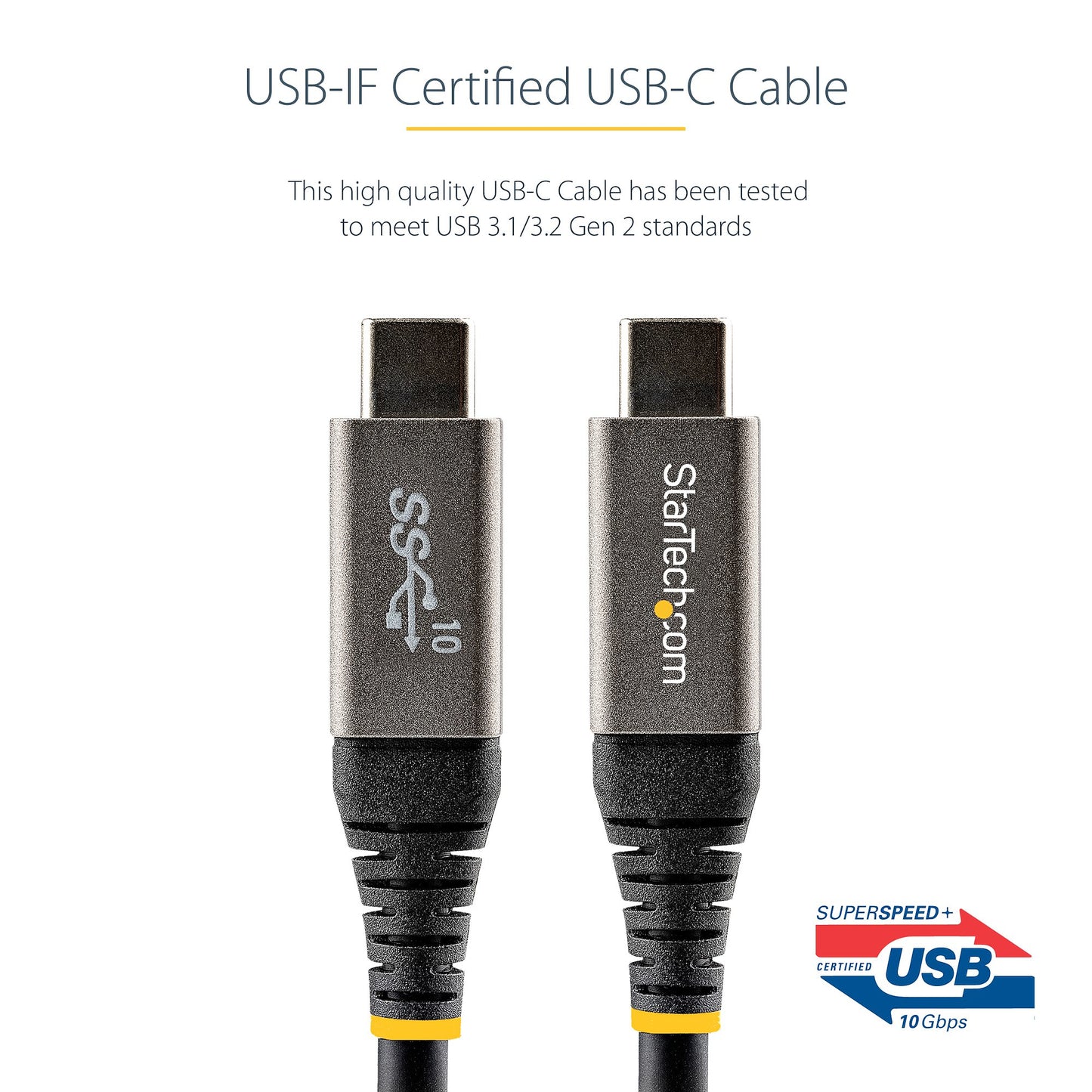 StarTech.com 3ft (1m) USB-C Cable, USB 10Gbps, 100W (5A) Power Delivery, 8K 60Hz / (31CCV1M)