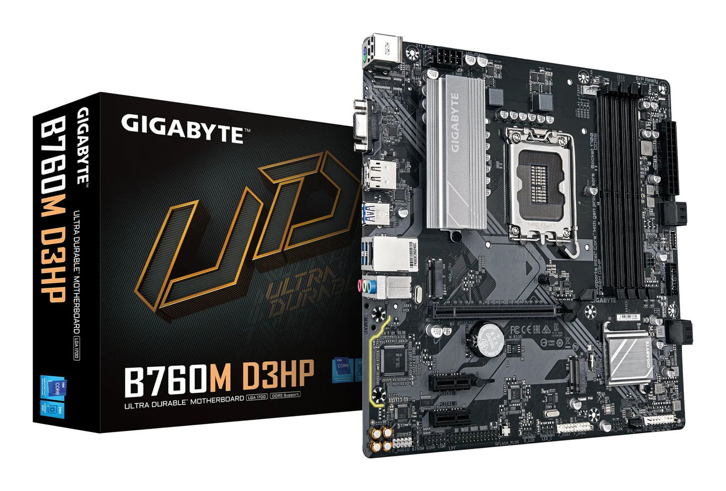 Gigabyte B760M D3HP Motherboard - Intel Core 14th Gen CPUs, 4+1+1 Phases VRM, up to