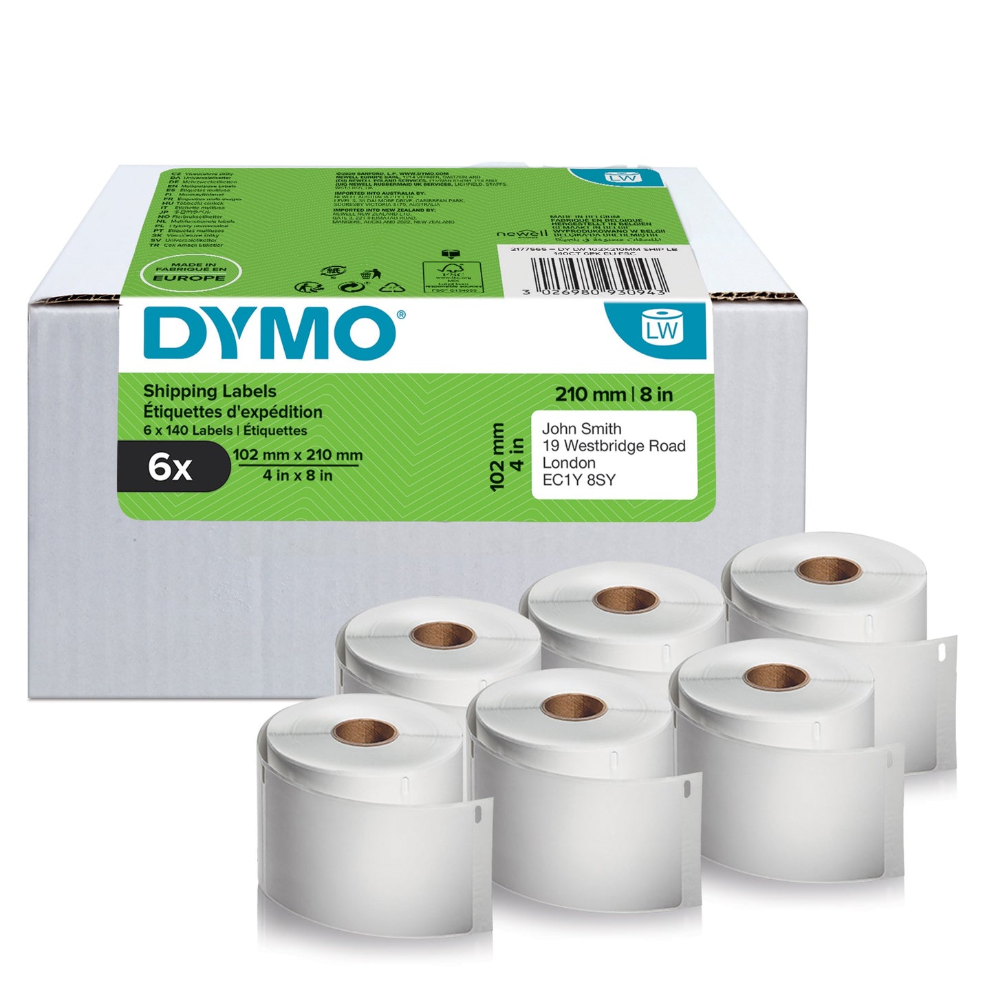 DYMO 2177565 DirectLabel-etikettes white 102mm x 210mm 6 x 140 pcs for Dymo Labels