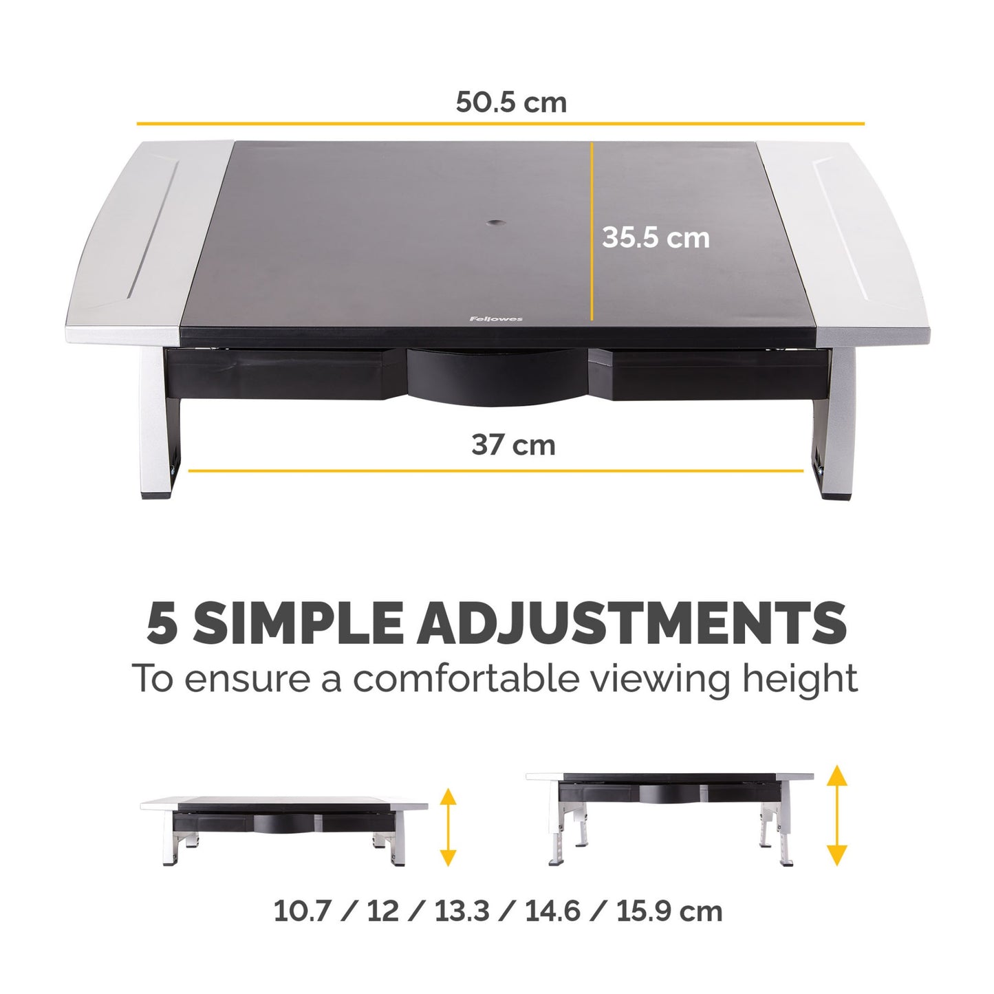 Fellowes Computer Monitor Stand with 5 Height Adjustments - Office Suites Monitor Mount