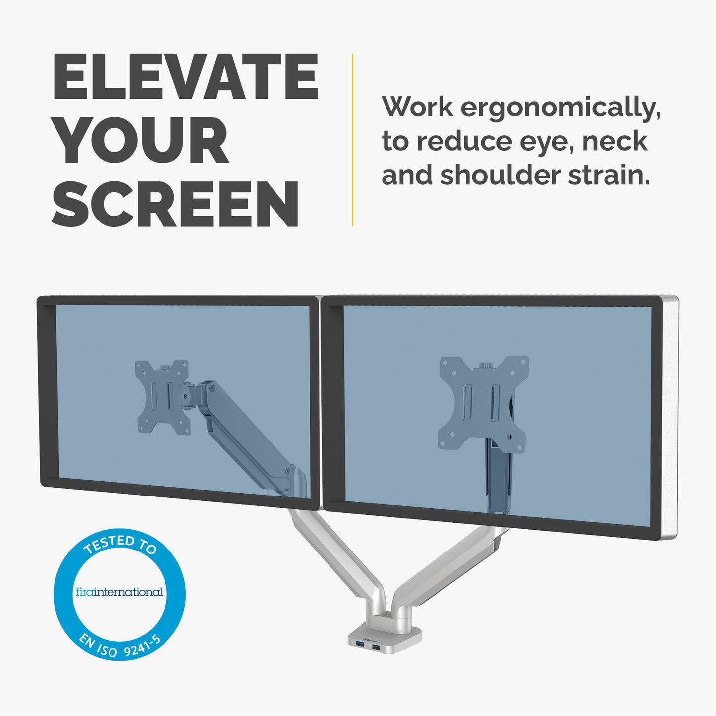 Fellowes Platinum Series Dual Monitor Arm - Monitor Mount for Two 8KG 40 Inch (Silver)