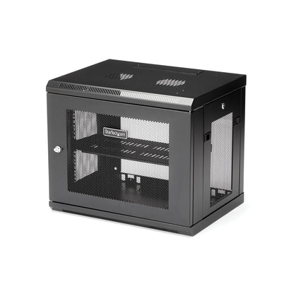 StarTech.com 2-Post 9U Wall Mount Network Cabinet with 1U Shelf, 19" Wall-Mounted Rack