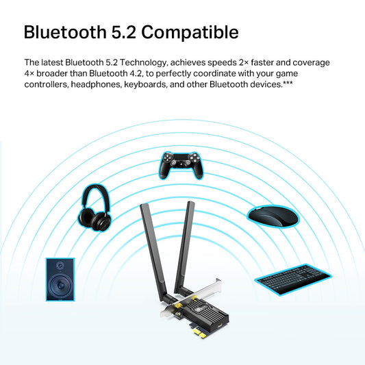 TP-LINK AX1800 Wi-Fi 6 Bluetooth 5.2 PCIe Adapter WiFi 6 Networking