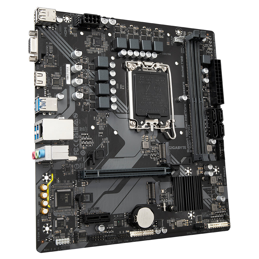 Gigabyte B760M H DDR4 Motherboard - Supports Intel Core 14th Gen CPUs, 6+1+1 Phases