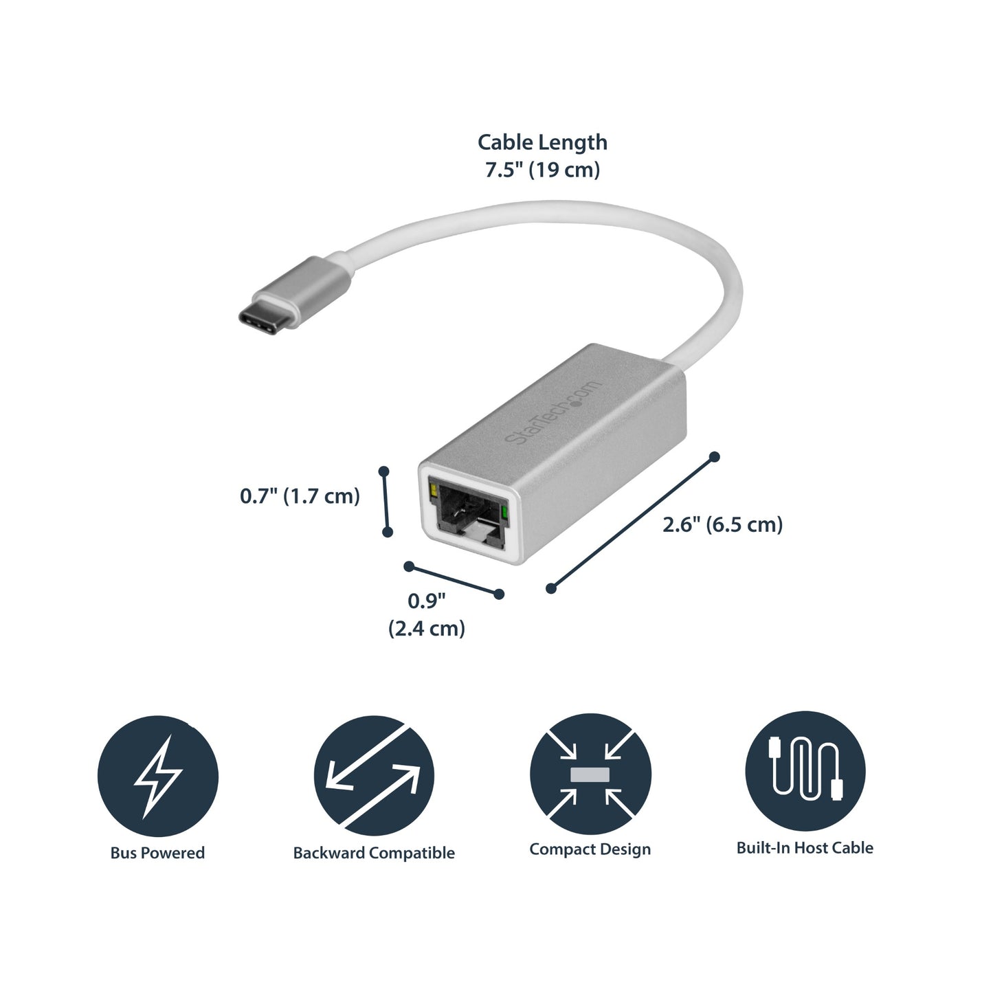 StarTech.com USB-C to Gigabit Ethernet Adapter, Aluminum, Thunderbolt 3 / 4