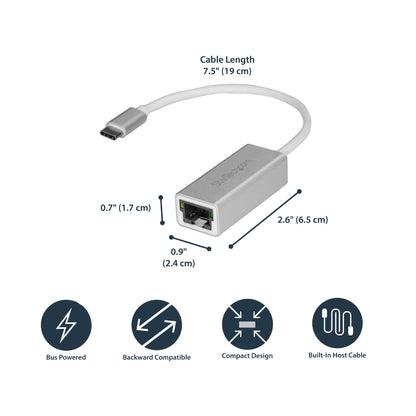 StarTech.com USB-C to Gigabit Ethernet Adapter, Aluminum, Thunderbolt 3 / 4