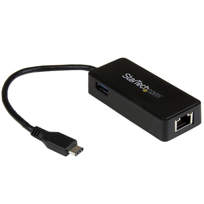 StarTech.com USB-C to Gigabit Network Adapter with Extra USB 3.0 Port - Black