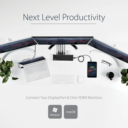 StarTech.com Triple-Monitor 1x 2x USB Docking Station