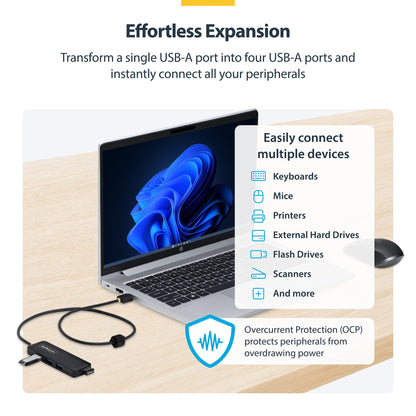 StarTech.com 4-Port USB-A Hub, 5Gbps, Bus Powered, USB-A to 4x USB-A Mini Hub, Extra