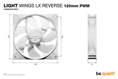 be quiet! Light Wings LX 120 mm PWM Reverse White Computer case Fan 12 cm 1 pc(s) Cooling