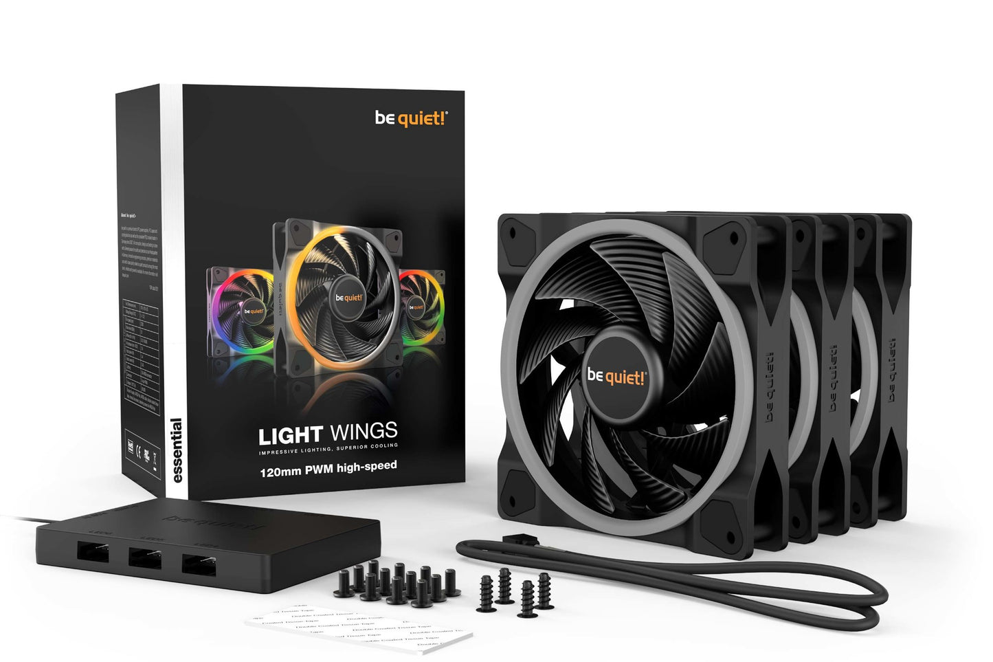 be quiet! Light Wings 120mm ARGB PWM High Speed Fan Black 3 Pack Cooling